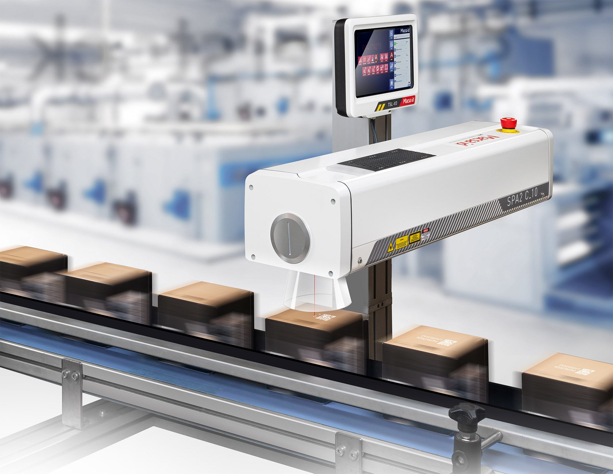 SPA2 C: Láser de codificación confiable para productos envasados en entornos estándar, polvorientos y de lavado